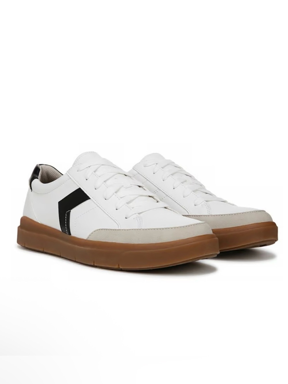 Dr. Scholl’s Men's White Leather Low-Top Sneakers with Gum Sole Size 12 No Box